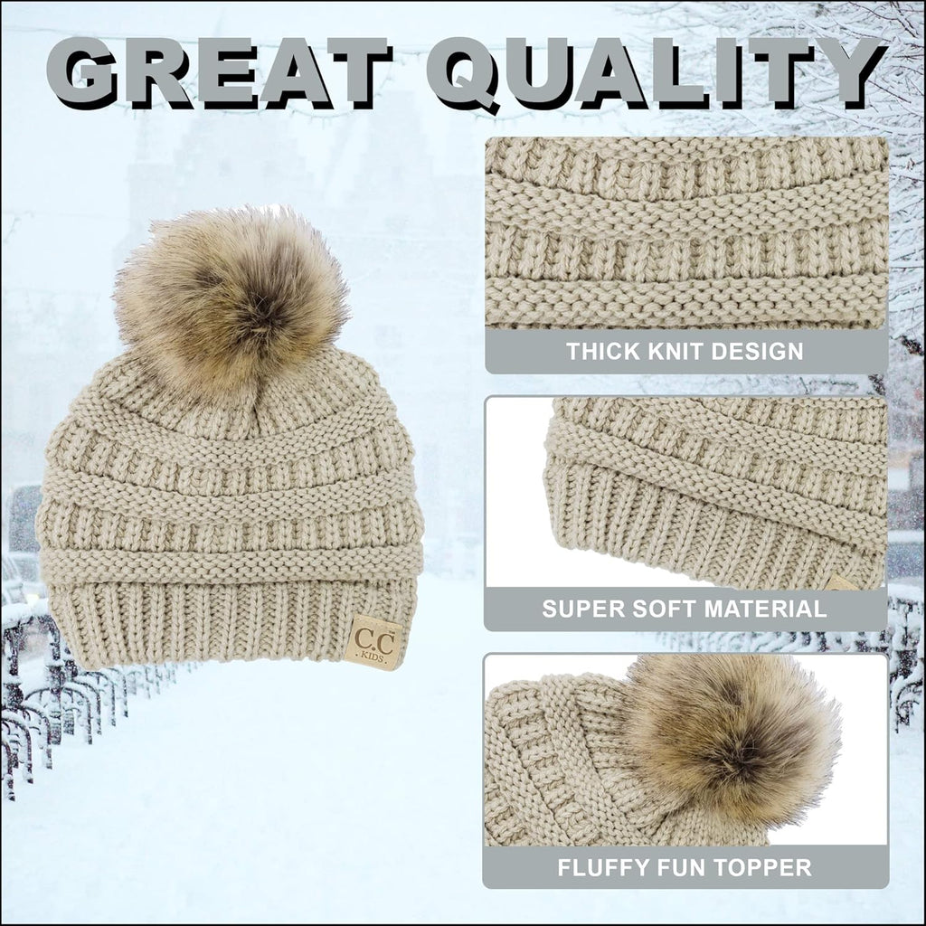Toddler Pom Beanie – Kids Winter Hat for Ages 1–4, Baby Boy & Girl Knit Beanies, Warm Cozy Knit Snow Hats