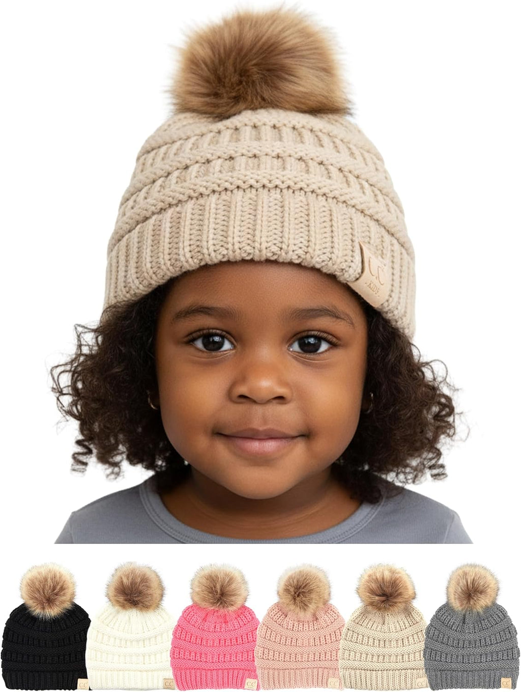 Toddler Pom Beanie – Kids Winter Hat for Ages 1–4, Baby Boy & Girl Knit Beanies, Warm Cozy Knit Snow Hats